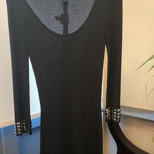 Black ribbed, fitted dress